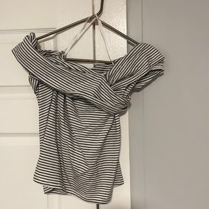 cross cross black and white stripe shirt